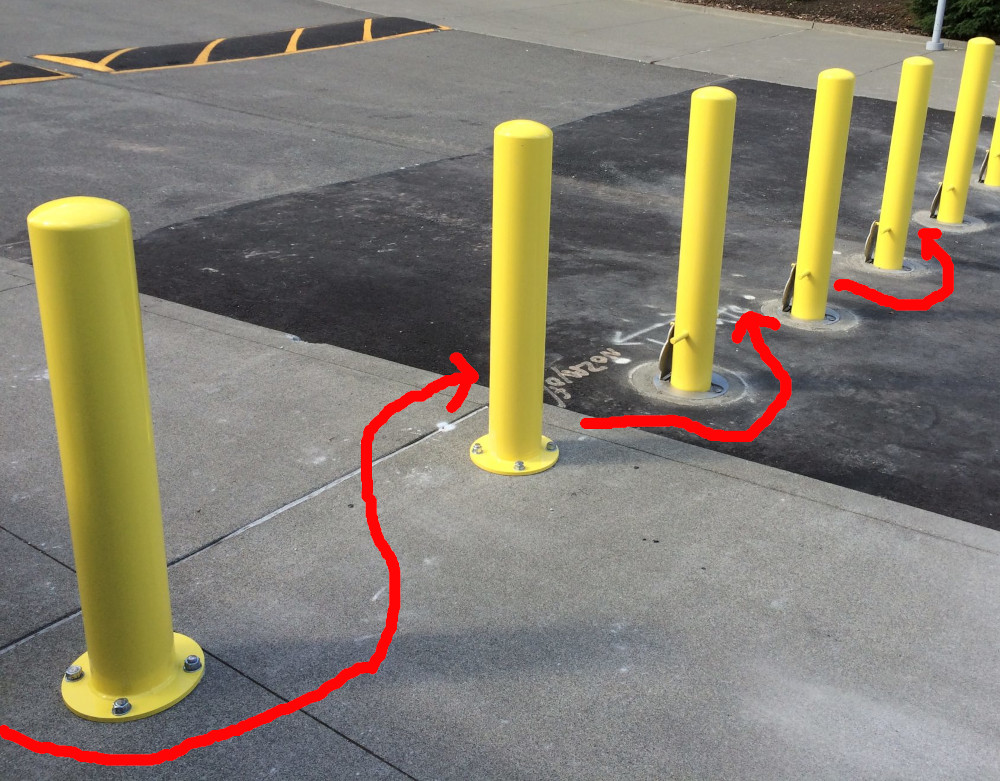 bollards with arrows